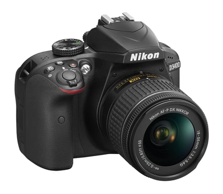 Nikon D3400 DX + 18-55mm Juego de cámara SLR 24,2 MP CMOS 6000 x 4000 Pixeles Negro