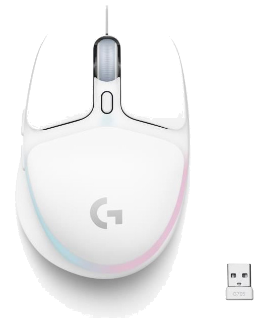 Logitech G - Souris Gaming - sans fil - G705 u00c9clairage RVB LIGHTSYNC, Bluetooth, Lu00e9gere - Wh