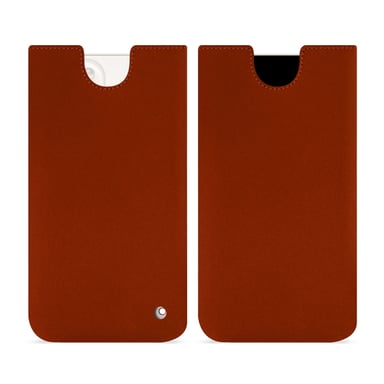 Pochette cuir Apple iPhone 15 Plus -  - Orange - Cuir vegan
