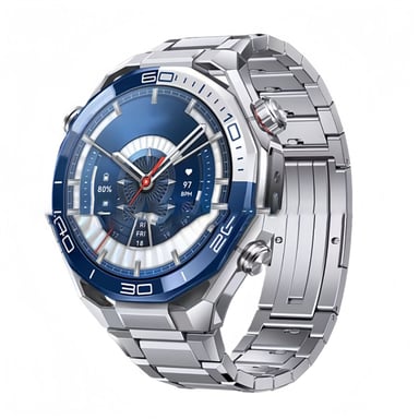 Bracelet de montre en titane 22 mm avec boucle papillon compatible avec Huawei WATCH Ultimate et GT Series Silver