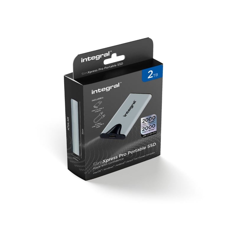 Integral SlimXpress Pro INSSD2TPORT3.2SLIMXS lecteur à circuits intégrés externe Technologie Thunderbolt USB Type C USB 3.2 Gen 2x2 Neuf