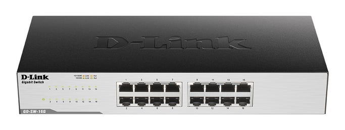 D-Link GO-SW-16G Gigabit Ethernet L2 non gestito (10/100/1000) 1U nero