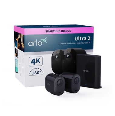 Arlo Ultra 2 Caméra de Surveillance extérieure, pack de 2 noir
