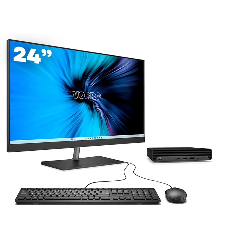 Mini PC HP Prodesk 400 G6 i5-10500T 8Gb Ram 256Gb SSD Windows 11 + Écran 24 Clavier Et Souris Usb - Très Bon État