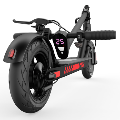 Monopattino elettrico pieghevole HiQiS D9, batteria da 36 V 10,5 Ah, pneumatici pieni da 10'' - nero
