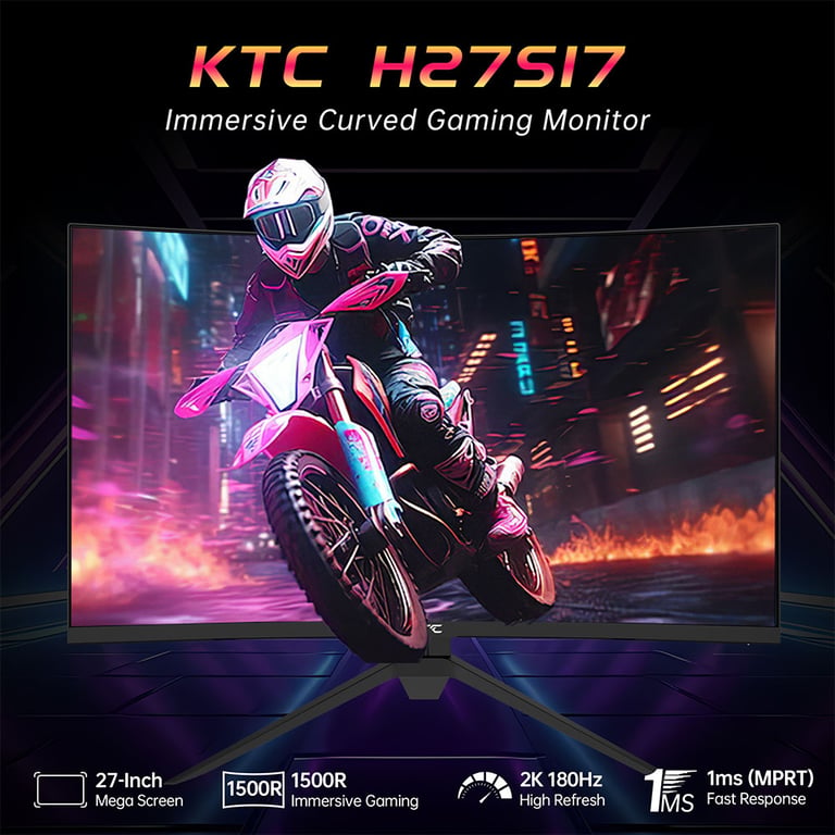 KTC H27S17 Moniteur de jeu 27 pouces 2560x1440 QHD 180Hz incurvé Neuf - vue 3