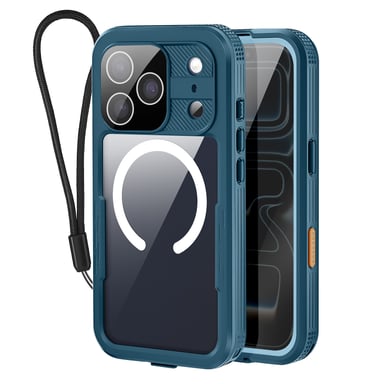 Coque pour iPhone 17 Pro Étanche IP68 Antichoc 2m avec Dragonne Inclus Bleu canard