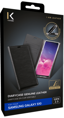 Diarycase 2.0 Custodia a conchiglia in vera pelle con supporto magnetico per Samsung Galaxy S10, Midnight Black