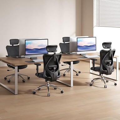 Silla de oficina ergonómica SIHOO M18 con soporte de 4 puntos y malla transpirable - Negro