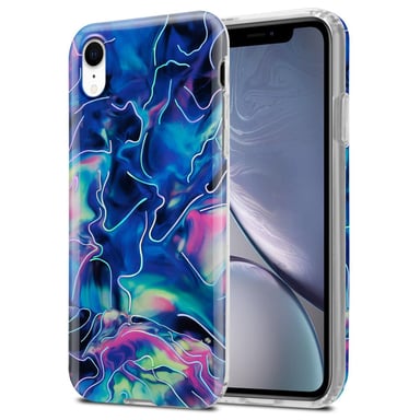 Coque pour Apple iPhone XR en Marbre Bleu Rose No. 17 Housse de protection Étui en silicone TPU avec motif mosaïque