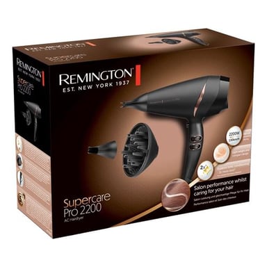 Sèche-cheveux professionnel Remington Supercare Pro 2200 AC7200 avec technologie ionique et accessoires inclus