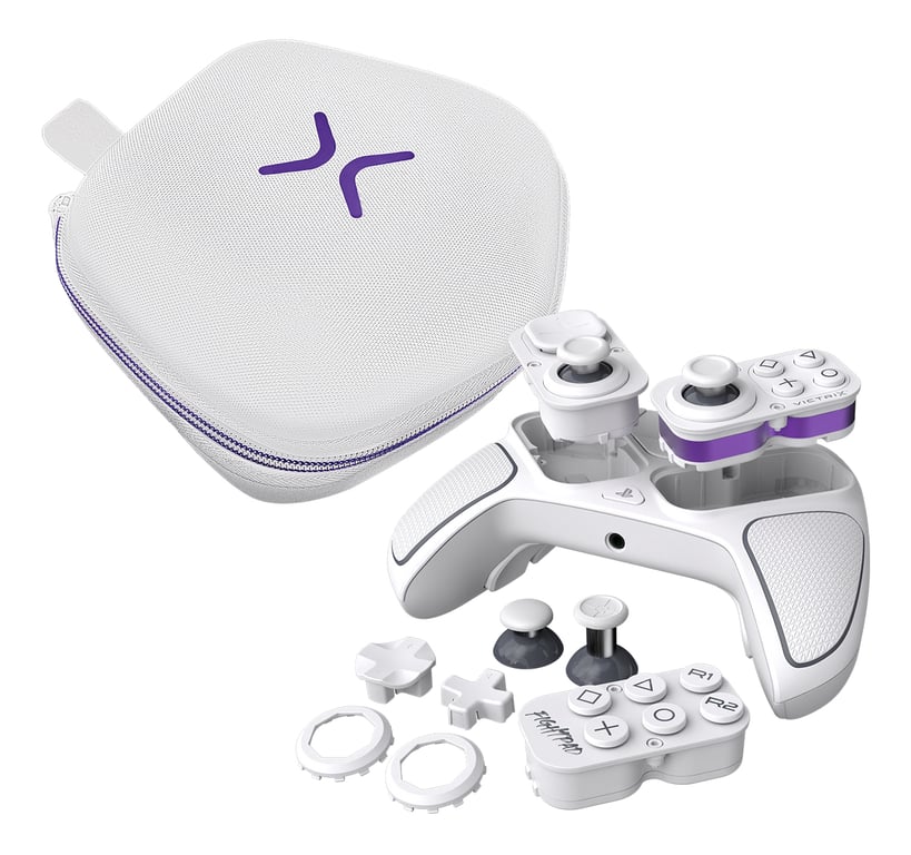 Turtle Beach Victrix Pro BFG Reloaded Blanc PlayStation Manette de gaming modulaire sans fil w/Bluetooth, module Fightpad et effet Hall pour PlayStation 5, PlayStation 4 et PC - Neuf