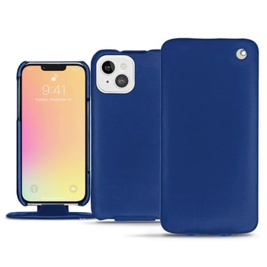 Housse cuir Apple iPhone 13 mini - Rabat vertical - Bleu - Cuir lisse