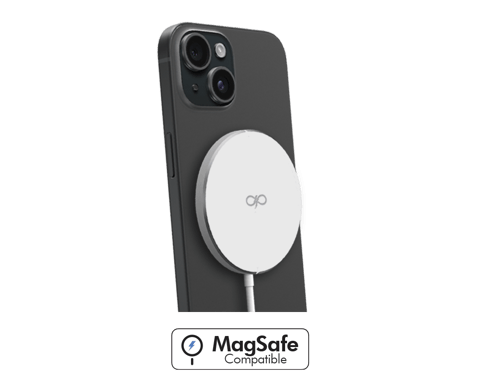 Force Power Cargador Inalámbrico de Inducción Compatible con MagSafe Retráctil 15W Plateado