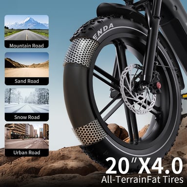 Onesport OT08 Pro 20'' Bici elettrica 500W Doppia batteria 48V 36AH Full Suspension Step-Thru Fat Tire E-Bike