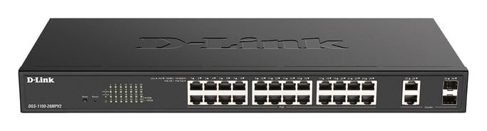 D-Link DGS-1100-26MPV2/E switch Gestionado L2 Gigabit Ethernet (10/100/1000) Energía sobre Ethernet (PoE) Negro