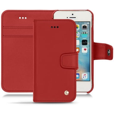 Housse cuir Apple iPhone SE - Rabat portefeuille - Rouge - Cuir lisse
