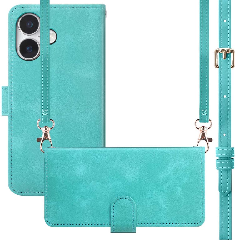 IMOSHION Etui de t&eacute;lephone portefeuille avec cordon pour iPhone 17 - Turquoise
