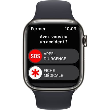 Watch Series 8 OLED 45 mm - Cassa in acciaio inossidabile grafite - GPS + Cellulare - Banda sportiva - Mezzanotte