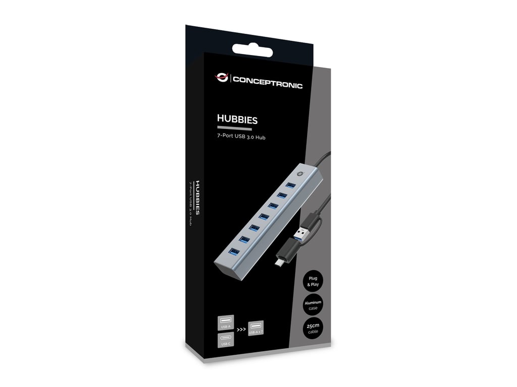 Conceptronic HUBBIES21G hub & concentrateur USB 3.2 Gen 1 3.1 Gen 1 Type A 5000 Mbit/ Neuf - vue 3