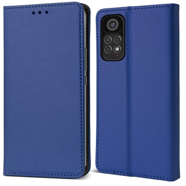 Moozy Étui à rabat pour Xiaomi Redmi Note 11 Pro 5G/4G, bleu foncé – Étui portefeuille à rabat magnétique intelligent avec porte-cartes et support, emplacements pour cartes de crédit, fonction béquille