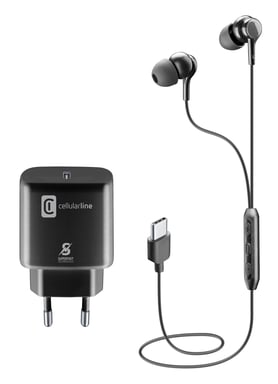 Cellularline CHARGE & MUSIC KIT Kit d'accessoires incluant un chargeur et des écouteurs pour appareils Samsung