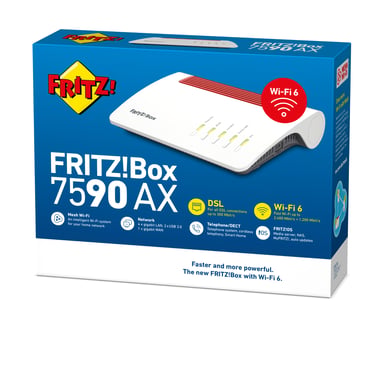 Box FRITZ! 7590 AX router inalámbrico Gigabit Ethernet Doble banda (2,4 GHz / 5 GHz) Blanco