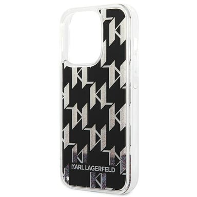 Custodia Karl Lagerfeld per iPhone 14 Pro 6,1'' nero Liquid Glitter Monogram