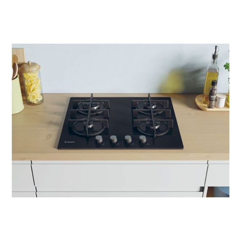 Table de Cuisson Gaz Candy CVG6B – 4 Foyers en Verre Trempé - vue 2