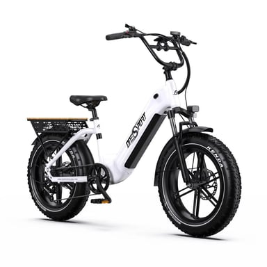 Bicicleta Eléctrico ONESPORT OT08 | Velocidad Máx 25 km/h | Autonomía 80 km | Motor 500W | Batería 48V 18Ah | Neumáticos de 20 Pulgadas | Blanco
