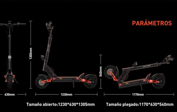 Patinete eléctrico JOYOR T-PRO para adultos, batería de 48 V y 26 Ah, neumáticos todoterreno de 10''