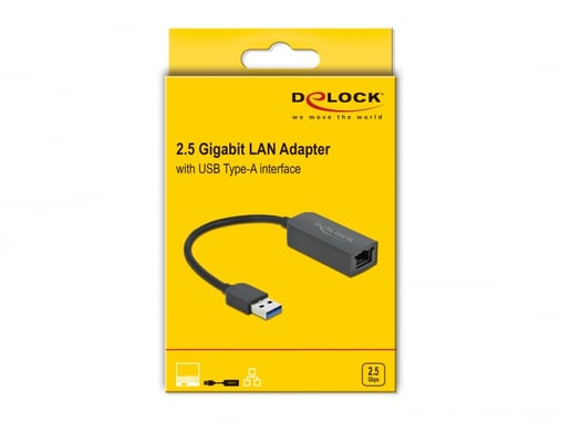 DeLOCK Adaptador USB Tipo-A macho a 2,5 Gigabit LAN compacto
