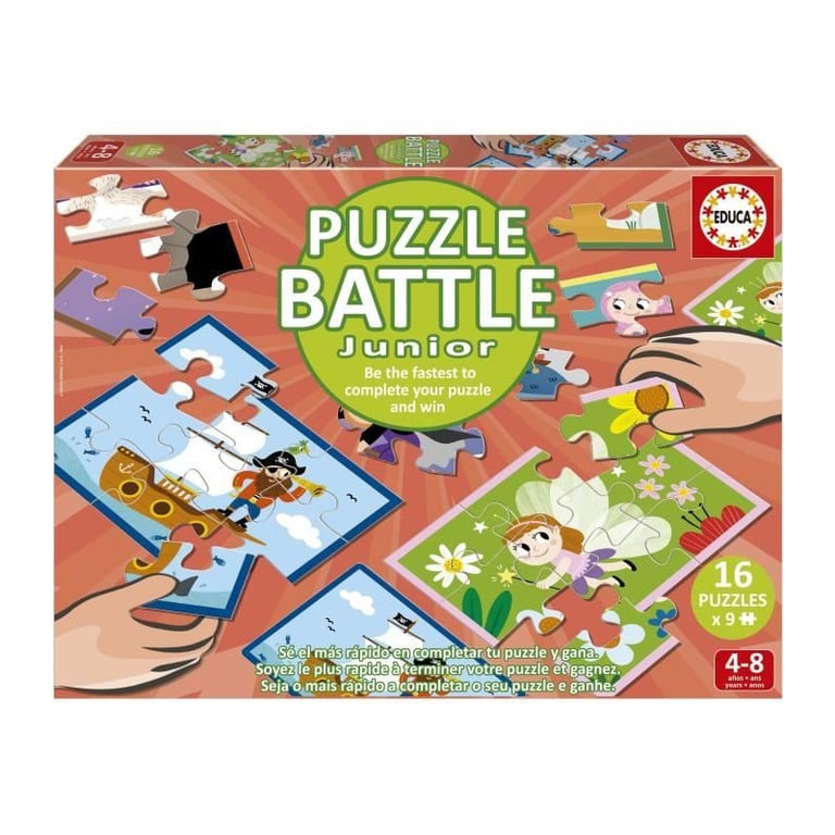 Puzzle EDUCA Battle Jr Animals 16 puzzles 9 pièces par puzzle Pour enfants à partir de