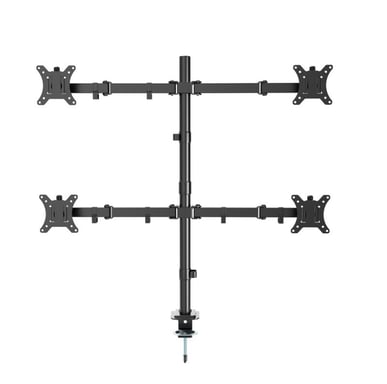 Gembird MA-D4-01 Bras de fixation réglable pour bureau, compatible avec 4 écrans (rotation, inclinaison, pivotement), écrans de 13 à 32 pouces, jusqu'à 10 kg par écran