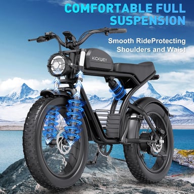 Vélo électrique tout-terrain KICKWEY K7 avec batterie longue autonomie 48 V 23 Ah et double suspension