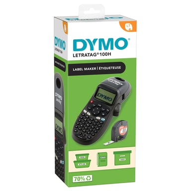 DYMO LetraTag LT-100H etiquetadora | Impresora de etiquetas portátil | Teclado ABC / Pantalla LCD de 13 caracteres | Perfecta para la oficina o para el hogar | Negro