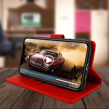 Étui pour iPhone 11 Pro Max Housse Intégrale Porte-carte Fonction Support Rouge