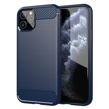 Coque pour Apple iPhone 11 PRO en BRUSHED BLEU Housse de protection Étui en silicone TPU flexible, aspect inox et fibre de carbone