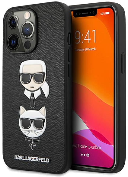 Etui Karl Lagerfeld do iPhone 13 Pro Max 6,7 czarny Saffiano Karl & Choupette