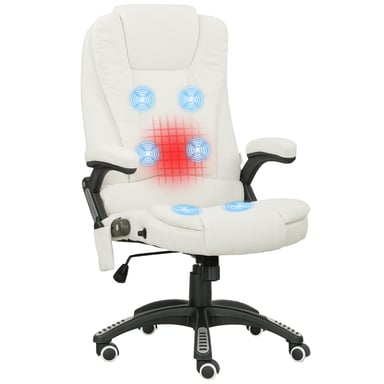 Roline Fauteuil de bureau massant et chauffant inclinable crème
