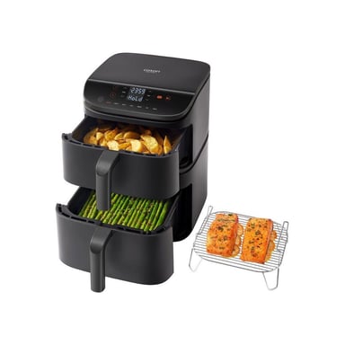 Friteuse d'air chaud Cosori Turbo Tower 10,8 L double stack 2630 W 7 programmes Noir PTFE-free