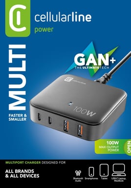 Cellularline MULTIPOWER MAGNUS 100W Caricatore da rete a 4 porte GaN 100W