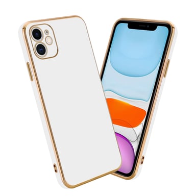Coque pour Apple iPhone 11 en Glossy Blanc - Or Housse de protection Étui en silicone TPU flexible et avec protection pour appareil photo