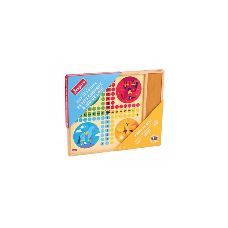 JEUJURA Jeux de 'oie et petits chevaux Plateau en bois