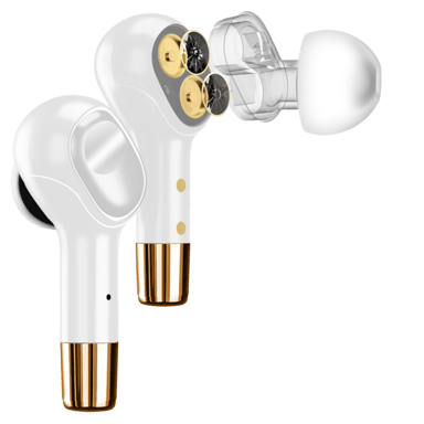 Cuffie intrauricolari wireless Sonik Pro con custodia di ricarica, bianco perla