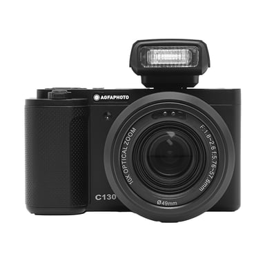 AGFA PHOTO Realishot C130 - Fotocamera digitale compatta, sensore CMOS, LCD touch panel da 2,8'', stabilizzazione dell'immagine, messa a fuoco automatica, memoria SD esterna, batteria ricaricabile - Nero