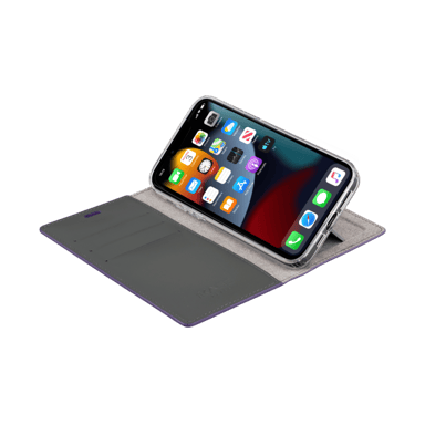 Diarycase 2.0 Custodia a conchiglia in vera pelle con supporto magnetico per Apple iPhone 13 Pro, viola lilla