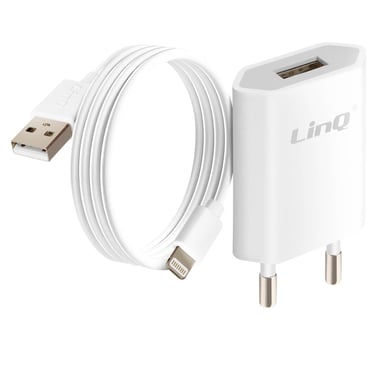 Chargeur Secteur USB 1A avec Câble USB vers Lightning Longueur 1.2m Blanc