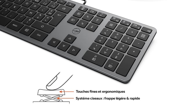 Clavier filaire Slim finition métal - Space Grey - AZERTY