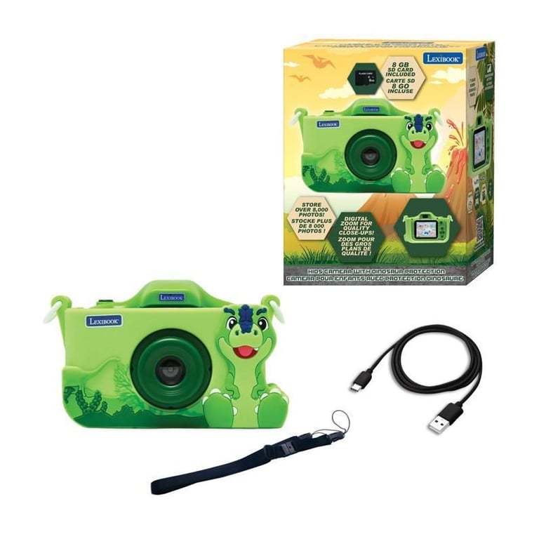 Appareil photo numérique enfant Lexibook Caméra dinosaure rechargeable USB-C écran couleur Vert - Neuf